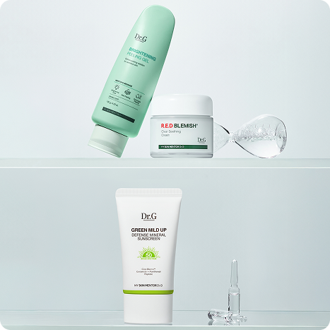 2025 loreal brand Dr G skincare range sunscreen white bottle brightening peeling gel green bottle