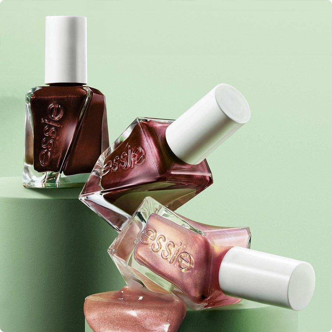 2025 consumer product division brand essie three nail paint bottle pink brown red