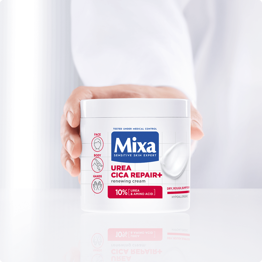 2025 loreal consumer product division brand mixa urea cica repair plus white bottle