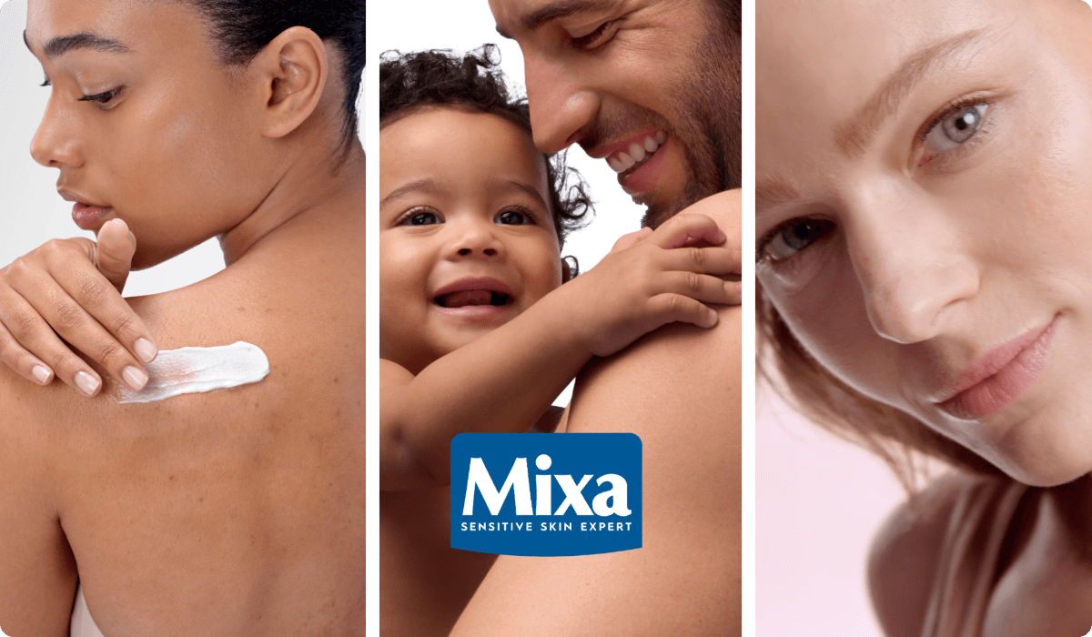 2025lorealconsumerproductdivisionbrandmixathreeframeswomanapplyingcreammanwithchildwomanwithbrowneye