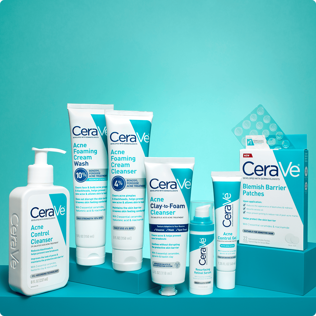 2025 Cerave luxe brand acne foaming cleanser blemish barrier patches white bottle green cap