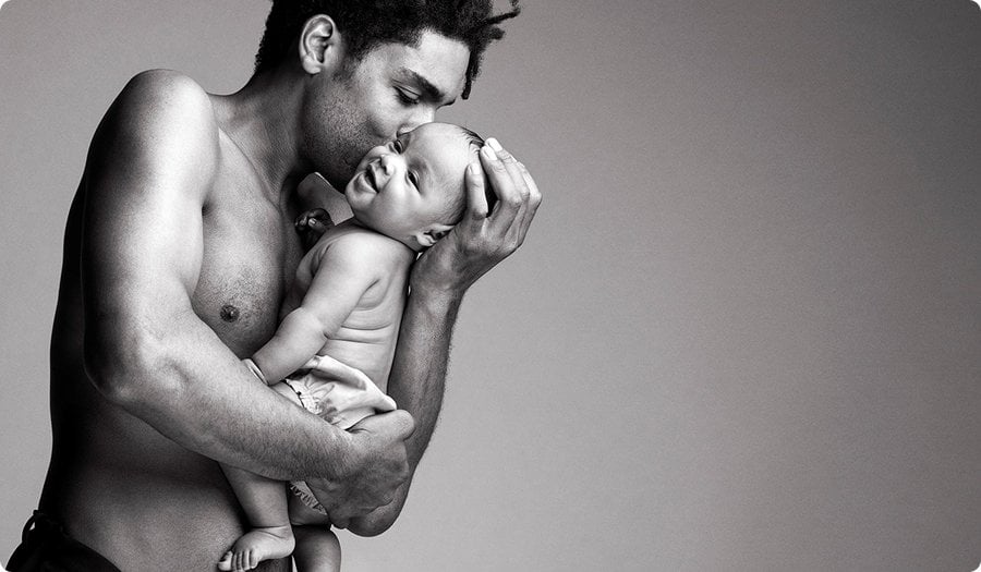 2025 la roche posay brand men holding a baby