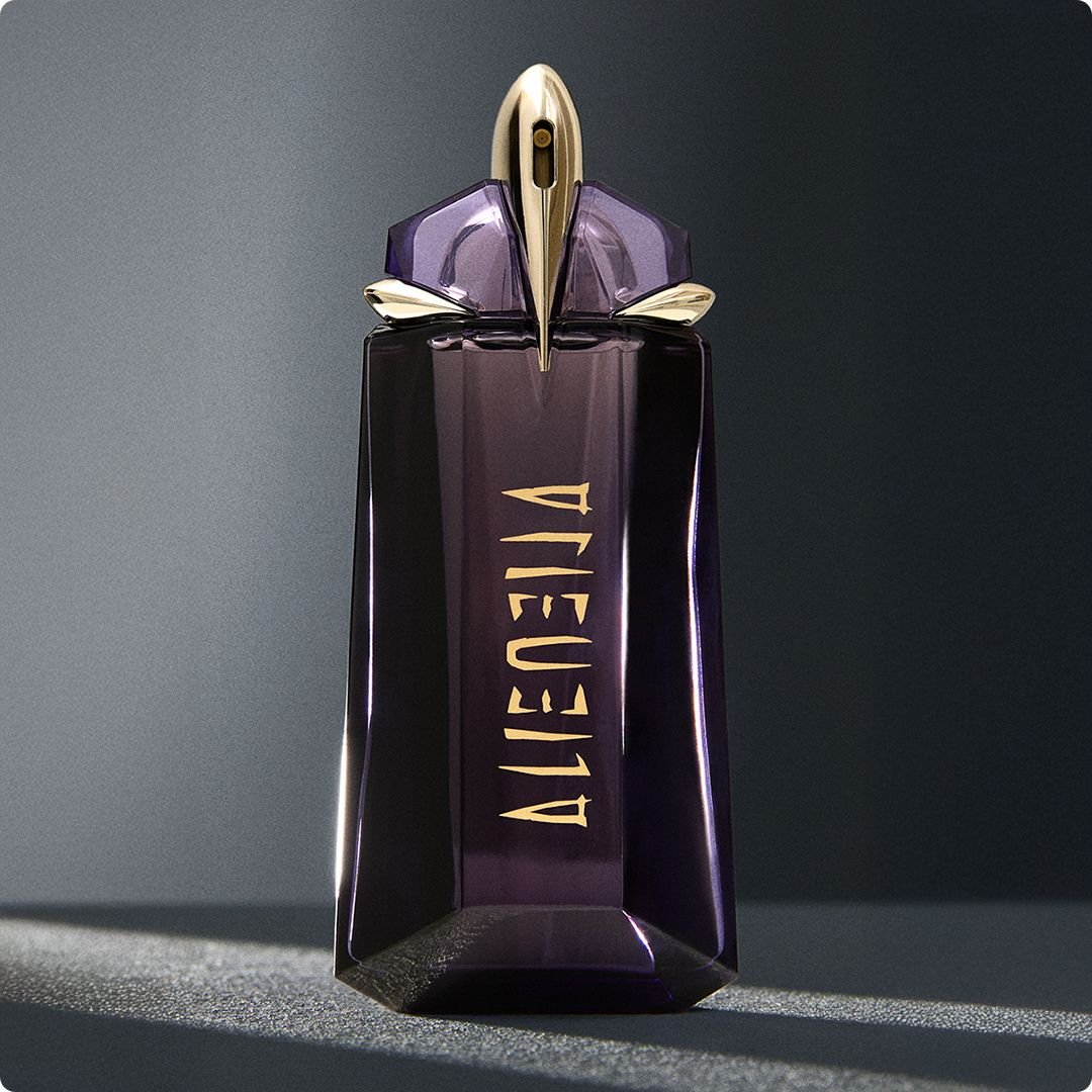 2026 loreal luxe brand mugler purple perfume bottle with golden deatiling