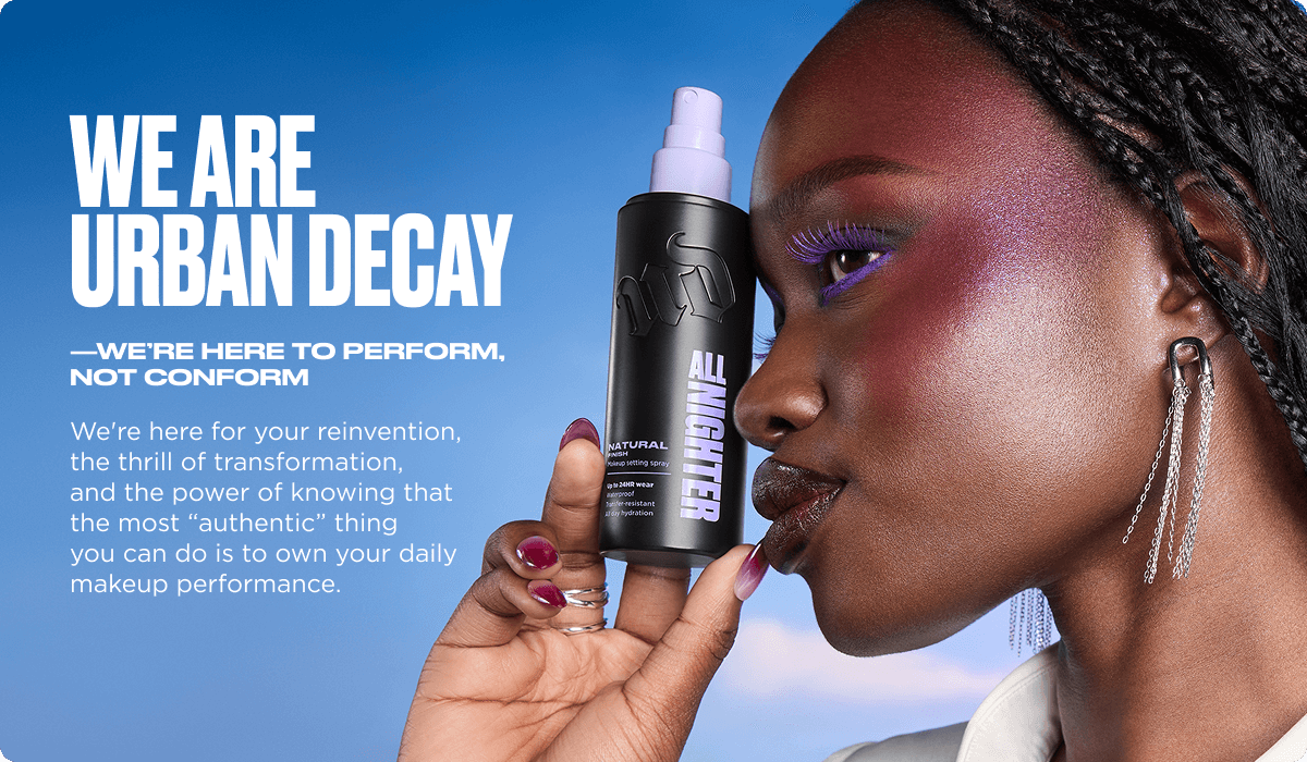 2025 urban decay luxe brand black woman with spray bottle brand visual