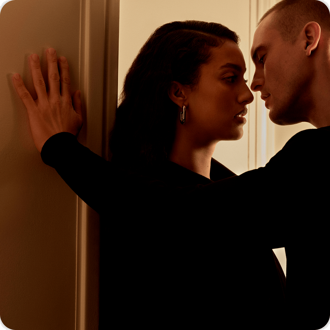 2026 luxe division brand ysl beauty man and woman in black clothes visual for abuse