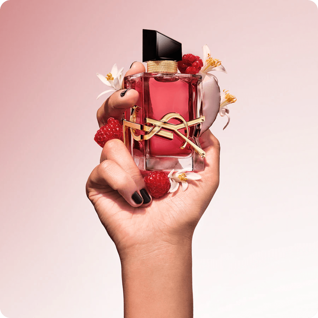 2026 luxe division brand ysl beauty perfume bottle with berries and flowers