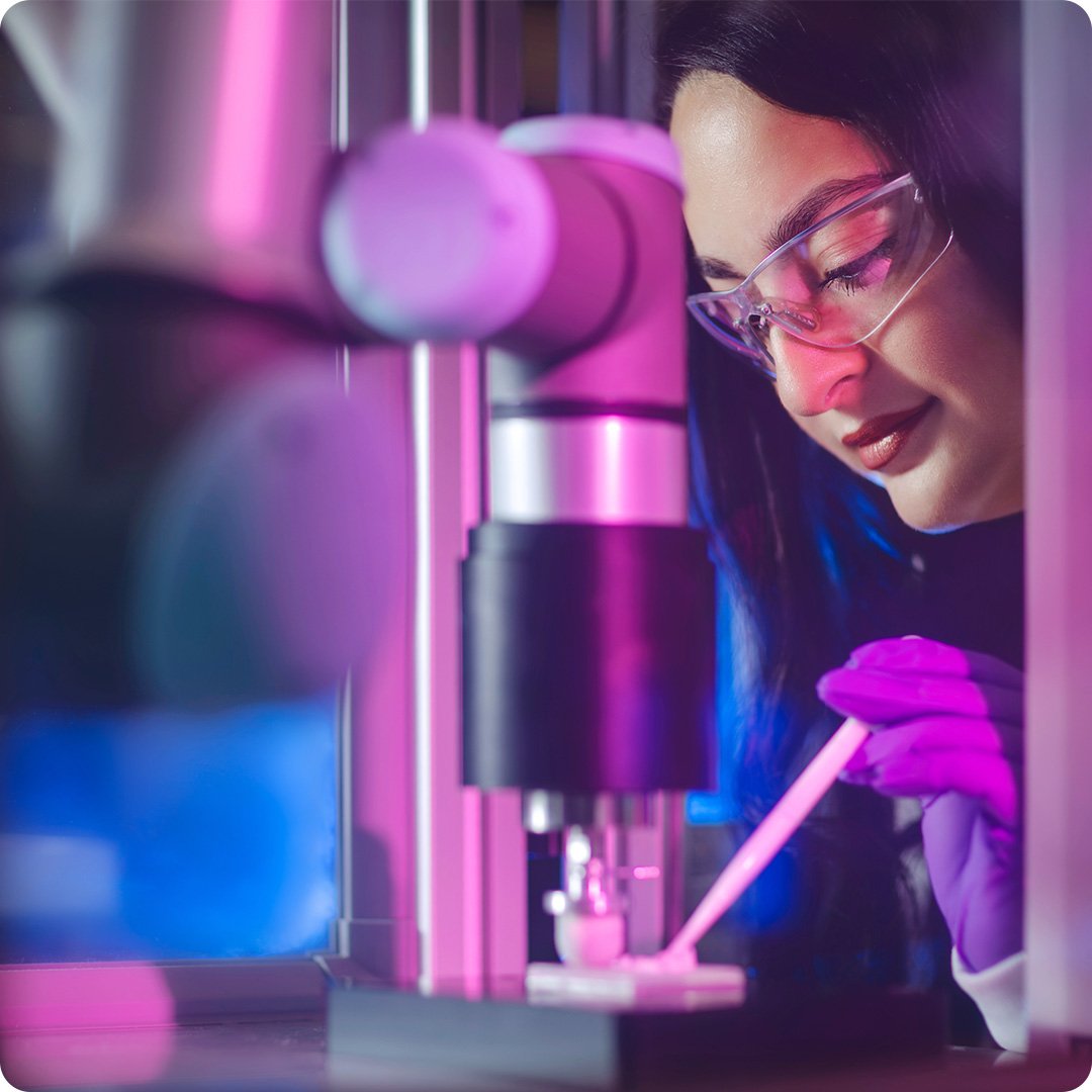 Beauty Full of Science Safety by design 1 woman scientific researcher with microsope