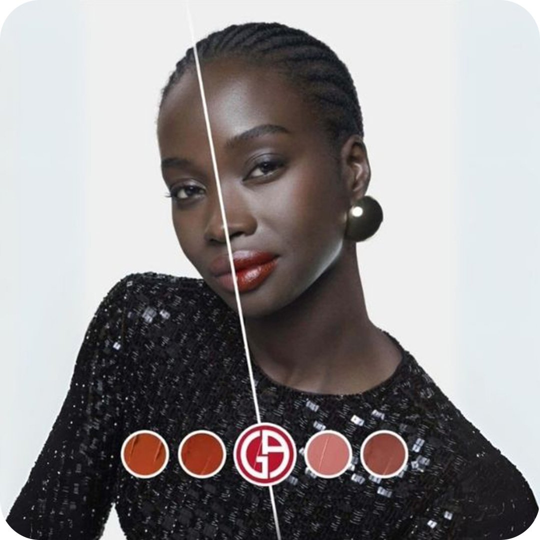 ANZ Armani Black Women Model virtual tryon with makeup  Shades