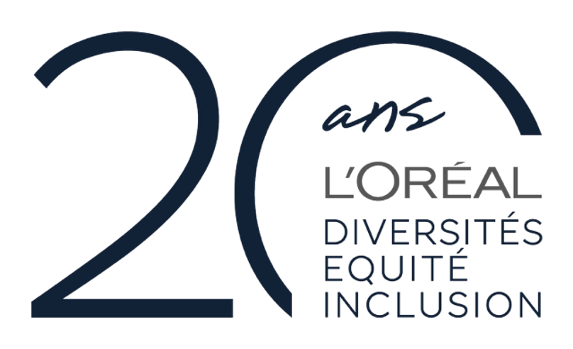 Logo von Loreal für 20 Jahre Diversität, Gleichberechtigung und Inklusion