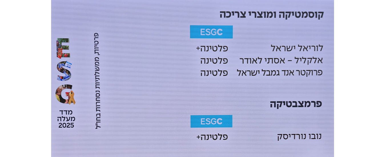 צילום מתוך המצגת על דירות החברות בתחום הקוסמטיקה באירוע הענקת הפרס